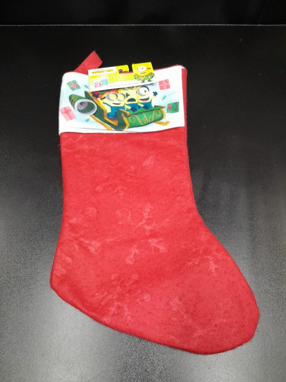 MINIONS Christmas Stocking Red Snowflake NEW Holiday Home Decor